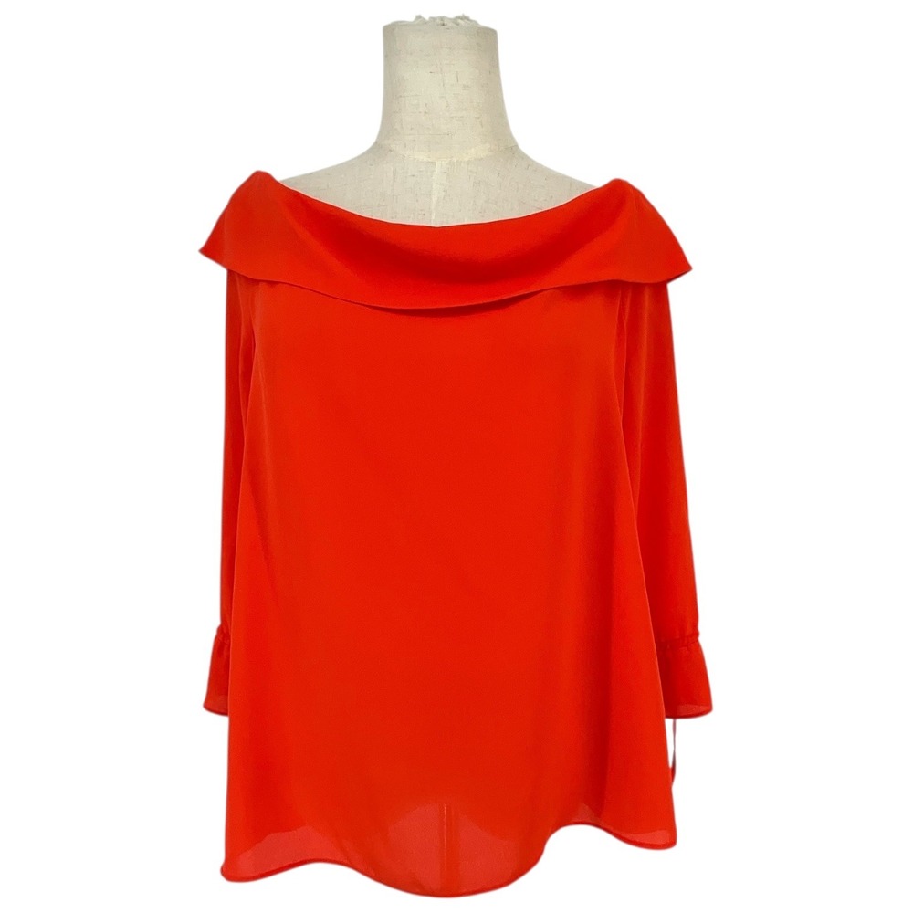 Banana Republic Off The Shoulder Ruffle Top Orange Womens Sz M Retro Festive‎